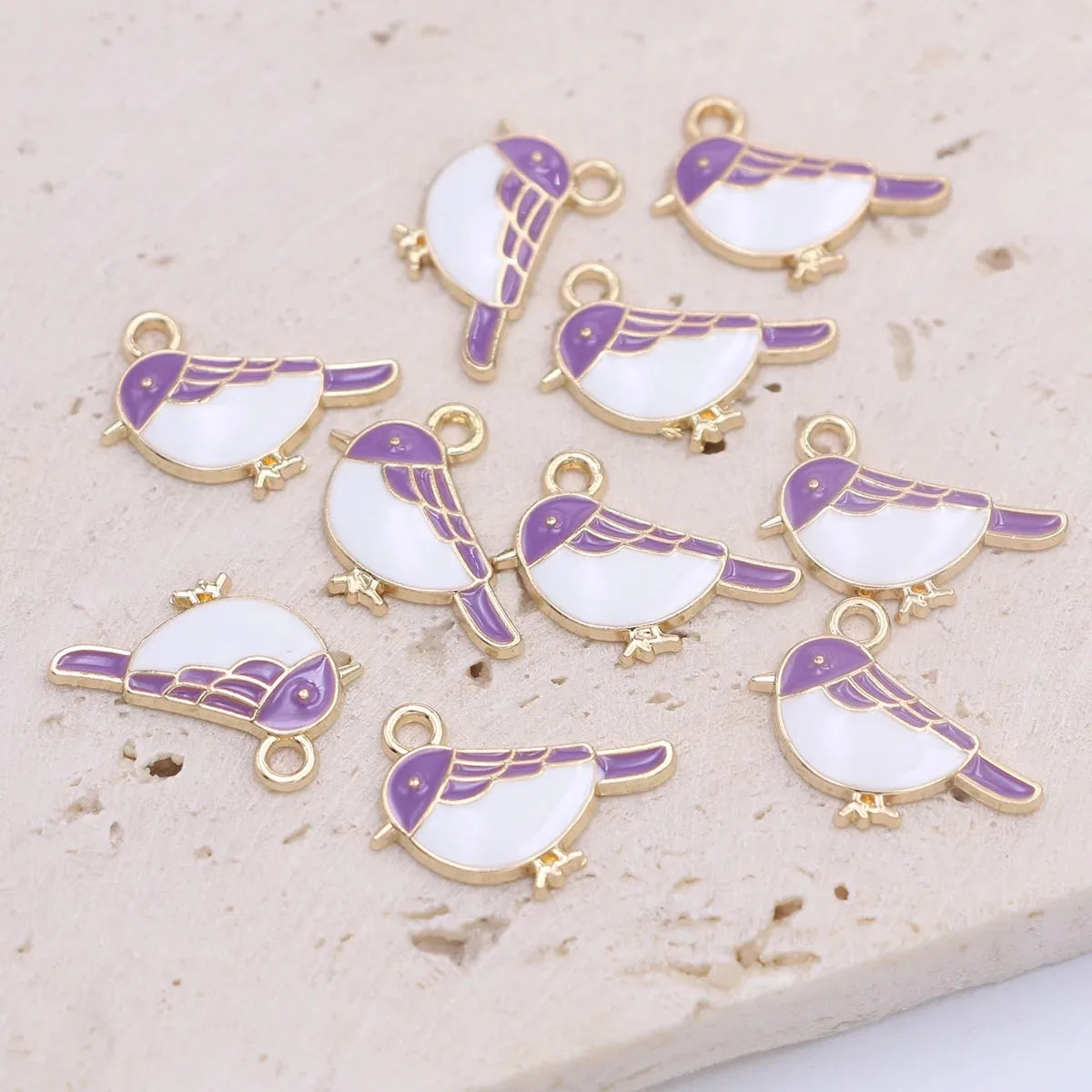 10Pcs Gold Color Enamel Blue Birds Charm Pendant Jewelry Making Earrings Bracelet Necklace Accessories DIY Craft