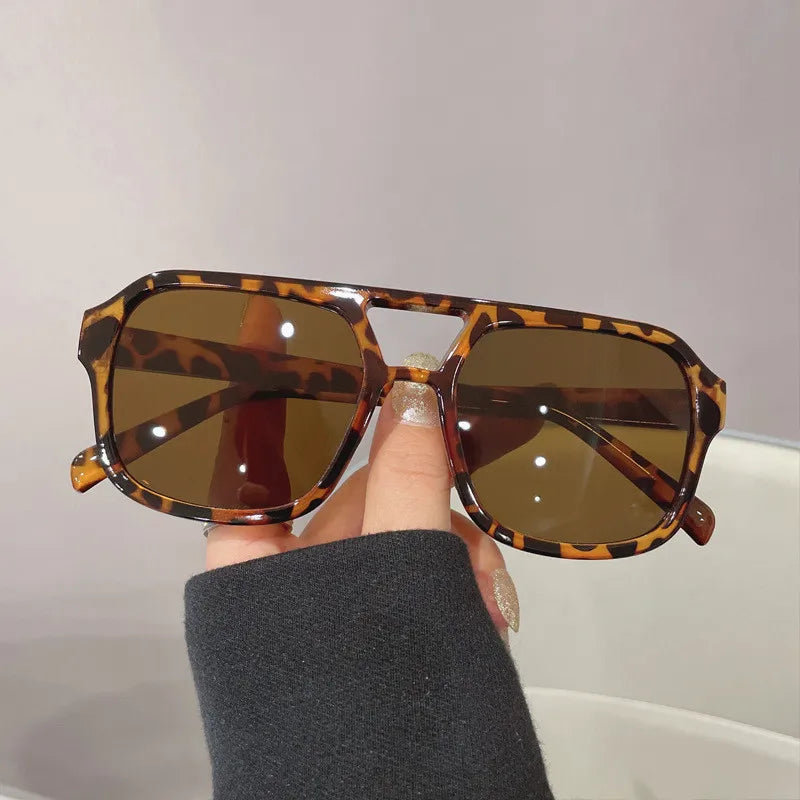 Retro Double Beam Sunglasses Summer Outdoor Protection Fashion Men's and Women's Glasses