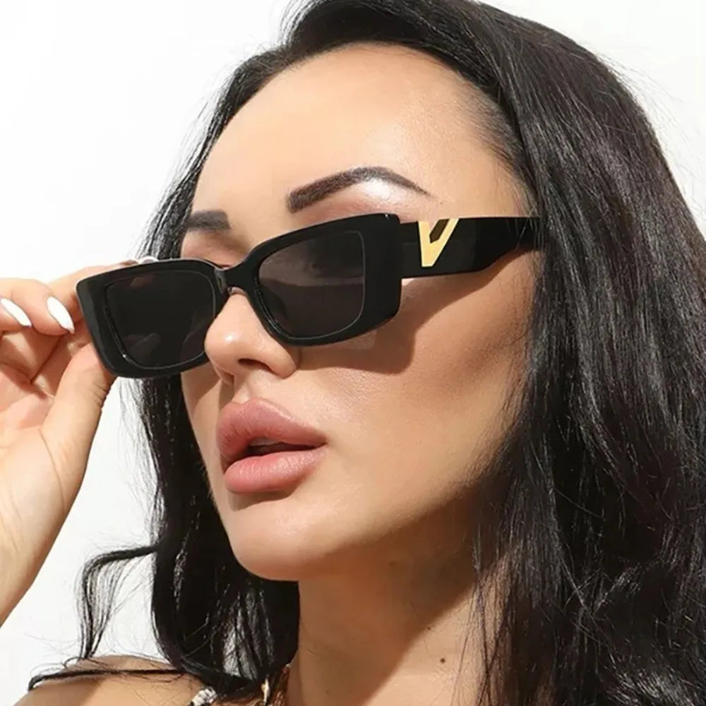 Women/Men Unisex with Fashion V-shaped Foots Outdoor Sunshade Square Sun Glasses