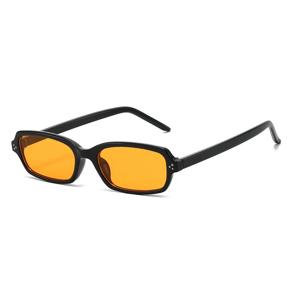 JNPCXI New Ins Popular Small Rectangle Sunglasses Fashion Candy Color Women UV400 Retro Rivets Men Clear Lens Frame