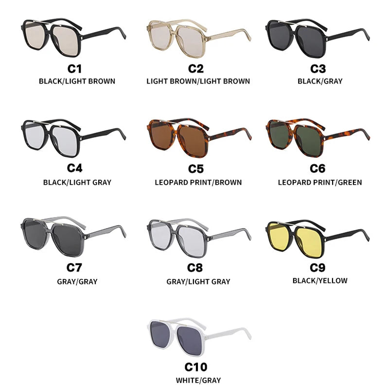 JNPCXI New Retro Oversized Pilot Sunglasses Women Fashion Luxury Big Frame Punk Square Sun Glasses Retro Classic Thick Shades