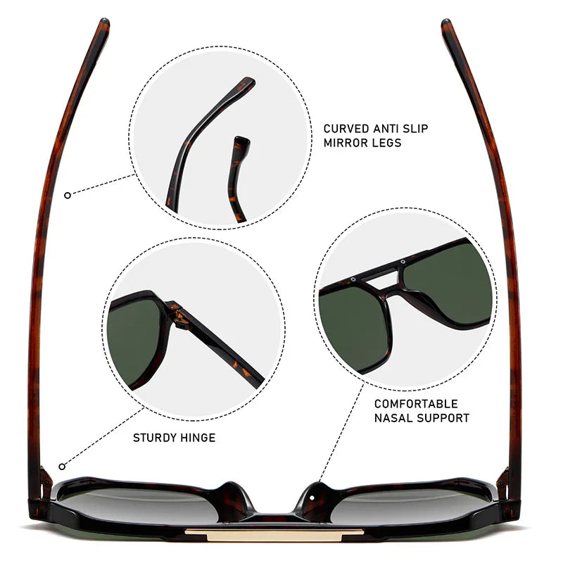 JNPCXI New Retro Double Bridges Square Women Sunglasses Fashion Green Pink Gradient Shades UV400 Men Rivets Sun Glasses