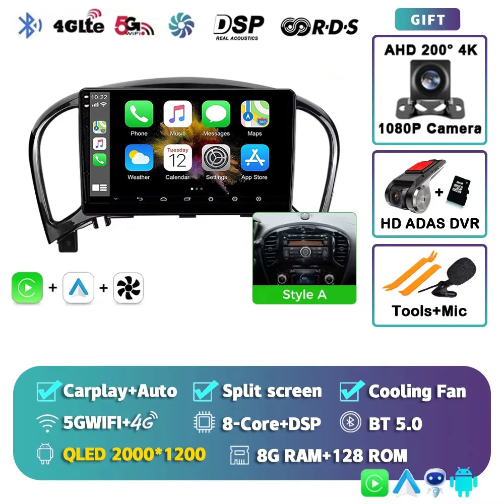 Android 15 Car radio For Nissan Juke 2010 2011 2012 2013 2014 Wireless Android Auto Carplay Car Multimedia Player WIFI 4G DSP 2