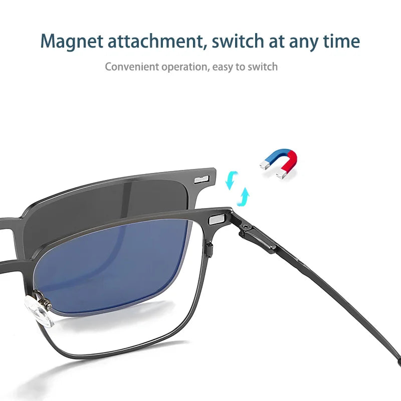 Caterside New Polarized Sunglasses Men's Metal Frame Women Sun Glasses Set Multi Lens Magnetic Suction 3-In-1 Eyewear UV400