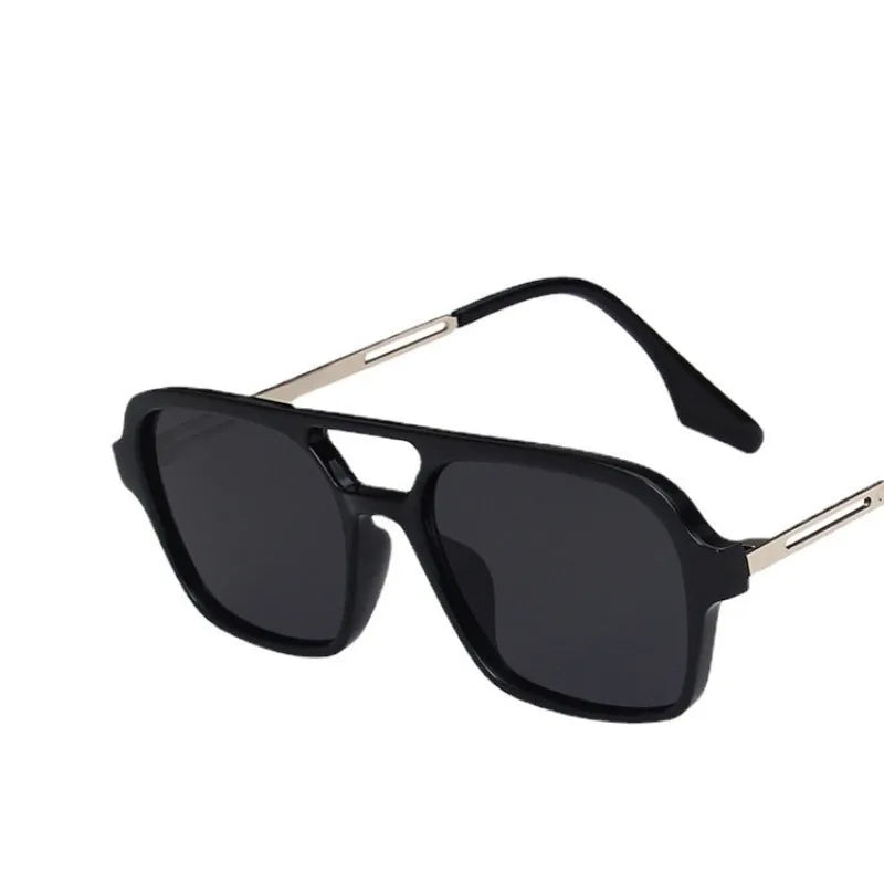 European American Trendy Vintage Double Beam Men Women Sunglasses Ocean Piece Unique Large Frame