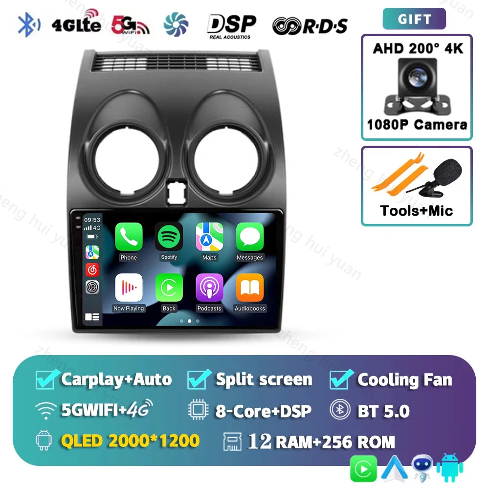 Android 15 For Nissan Qashqai 1 J10 2006 - 2013 2K QLED CarPlay Auto Car Radio Multimedia Video Player GPS stereo Head Unit 4G
