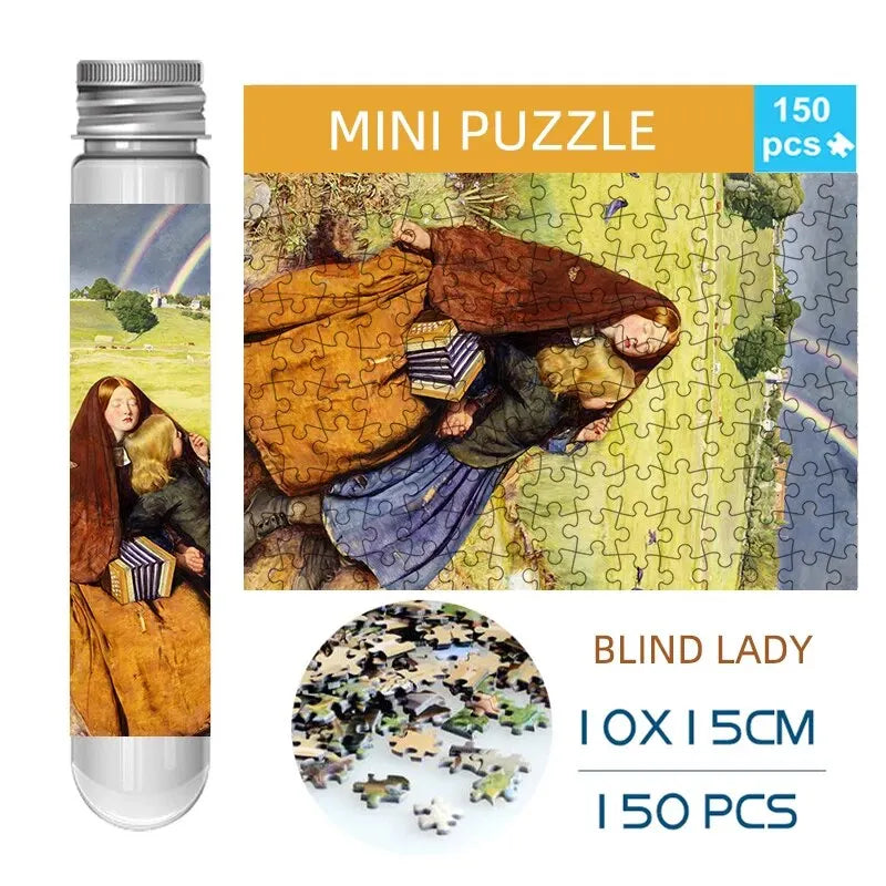 MaxRenard Jigsaw Puzzle 150pcs Mini Test Tube 15*10cm Travel Game World Famous Van Gogh Oil Paintings