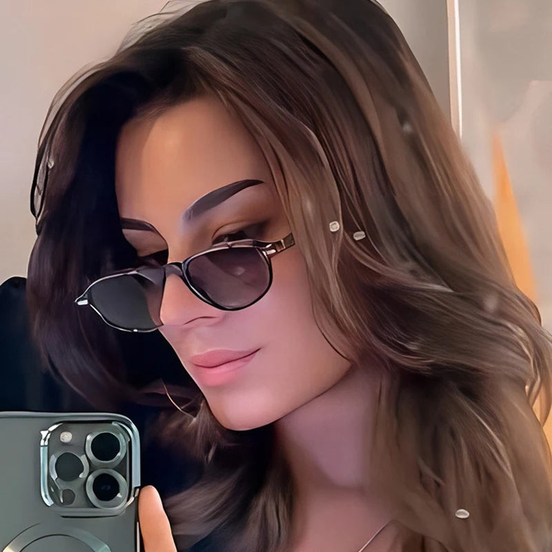 JNPCXI Ins Popular Fashion Small Cat Eye Women Sunglasses Retro Clear Ocean Lens Shades UV400 Men Rivets Sun Glasses