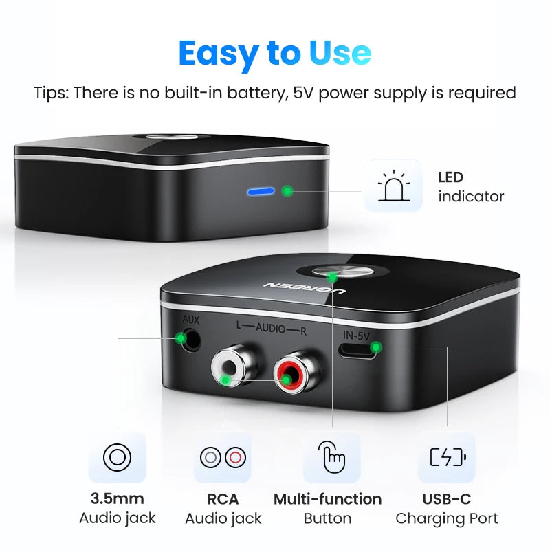 【RU special】 UGREEN RCA Bluetooth aptX HD For Speaker Earphones Adapter