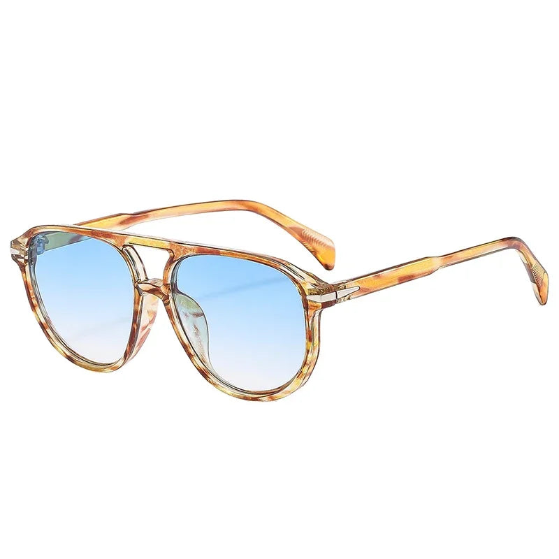 JNPCXI Retro Double Bridges Pilot Men Rivets Sunglasses UV400 Fashion Women Luxury Sun Glasses Black Orange Shades