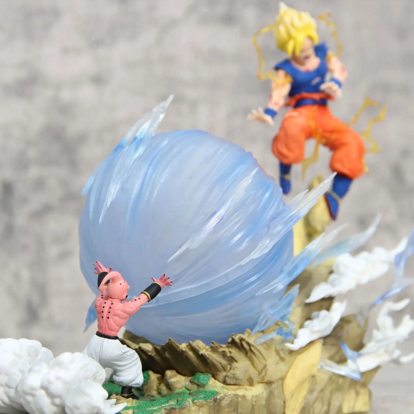 9" Dragon Ball Z Buu Boubou vs Goku Model Super Saiyan Genki Bomb Action Figure