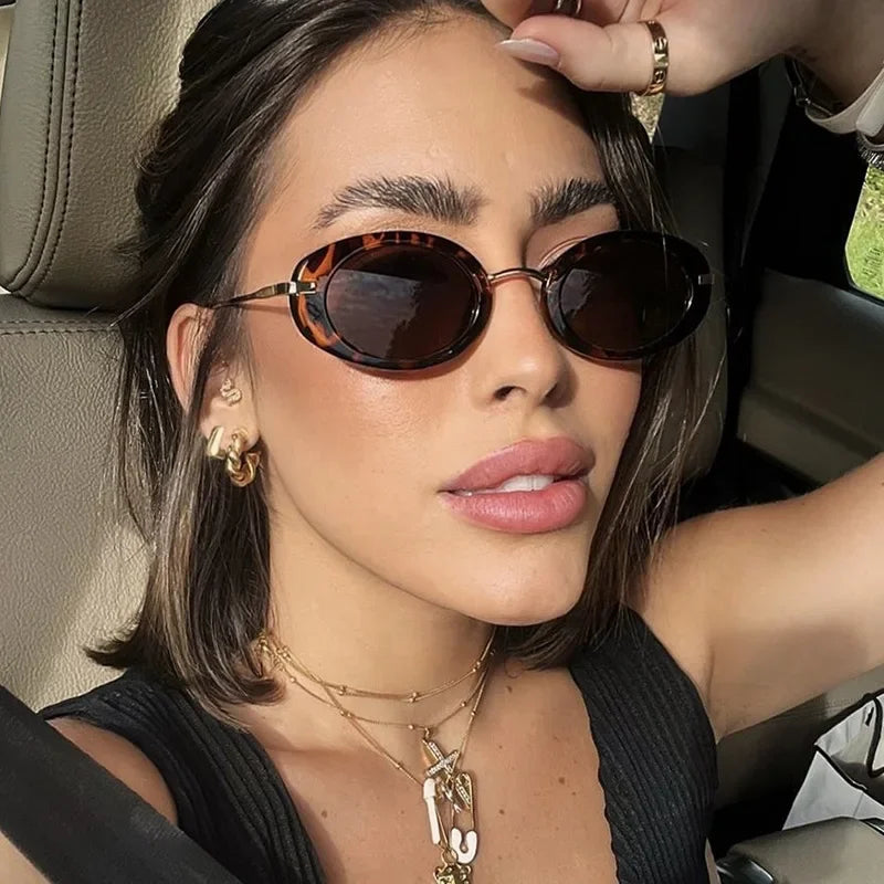 JNPCXI Retro Small Oval Women Luxury Sunglasses Fashion Punk Men UV400 Trending Gradient Sun Glasses Shades