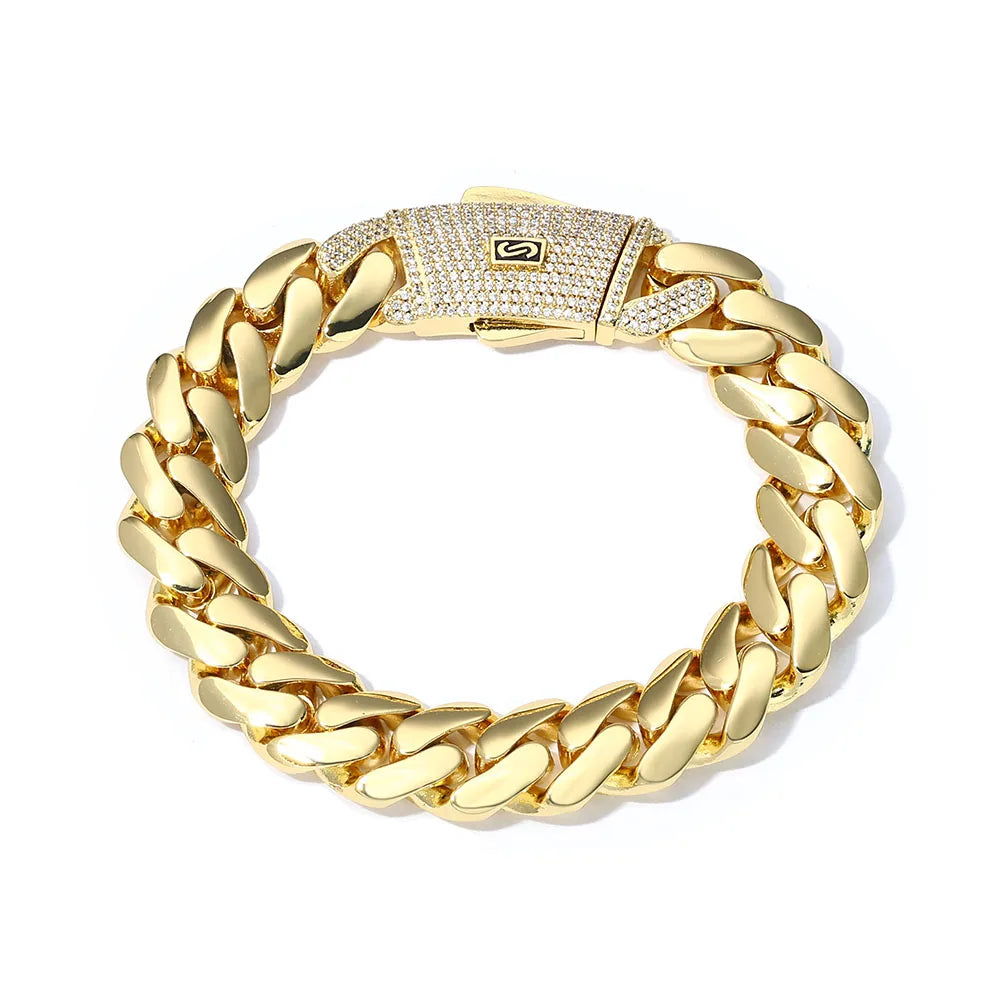 Women's  Jewelry Iced Out Monaco Chain, 14K Gold Plated  Cuban Choker Necklace