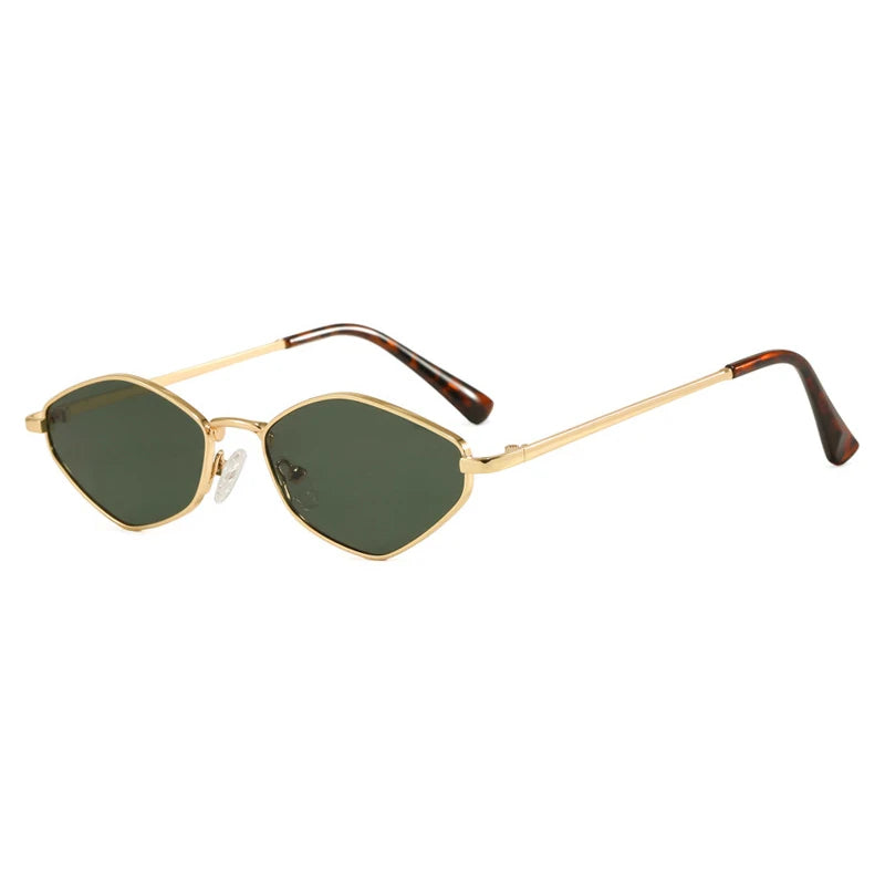 JNPCXI New Retro Metal Small Cat Eye Polygon Women Sunglasses Gradient Silver Shades UV400 Fashion Men Sun Glasses