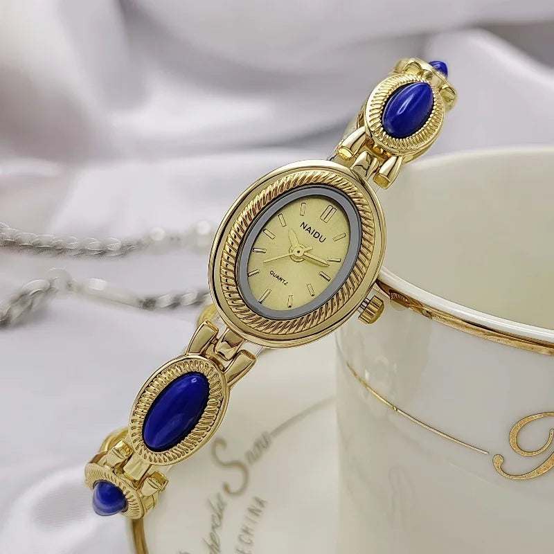 2025 Top Brand Luxury Oval Gold Women Watches Ladies Wrist Watches Bracelet Golden Female Clock Gift for Girlfriend Dropshipping