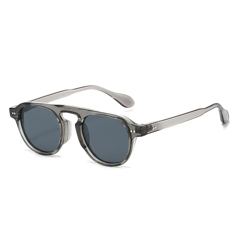 JNPCXI New Retro Rivets Round Punk Sunglasses Women Shades UV400 Fashion Men Clear Lens Frame