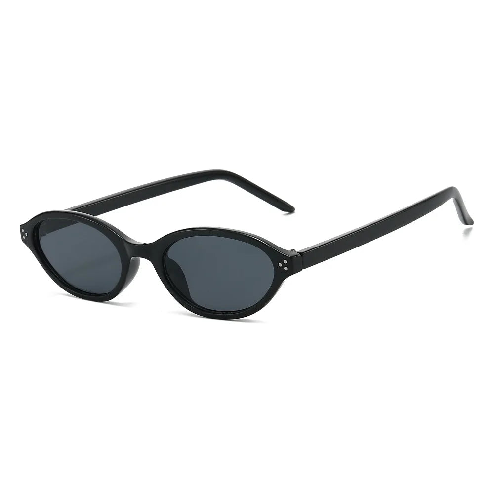 JNPCXI New Fashion Small Oval Sunglasses Women Ins Popular Retro Rivets Men Candy Color Punk Sun Glasses Clear Lens Frame UV400