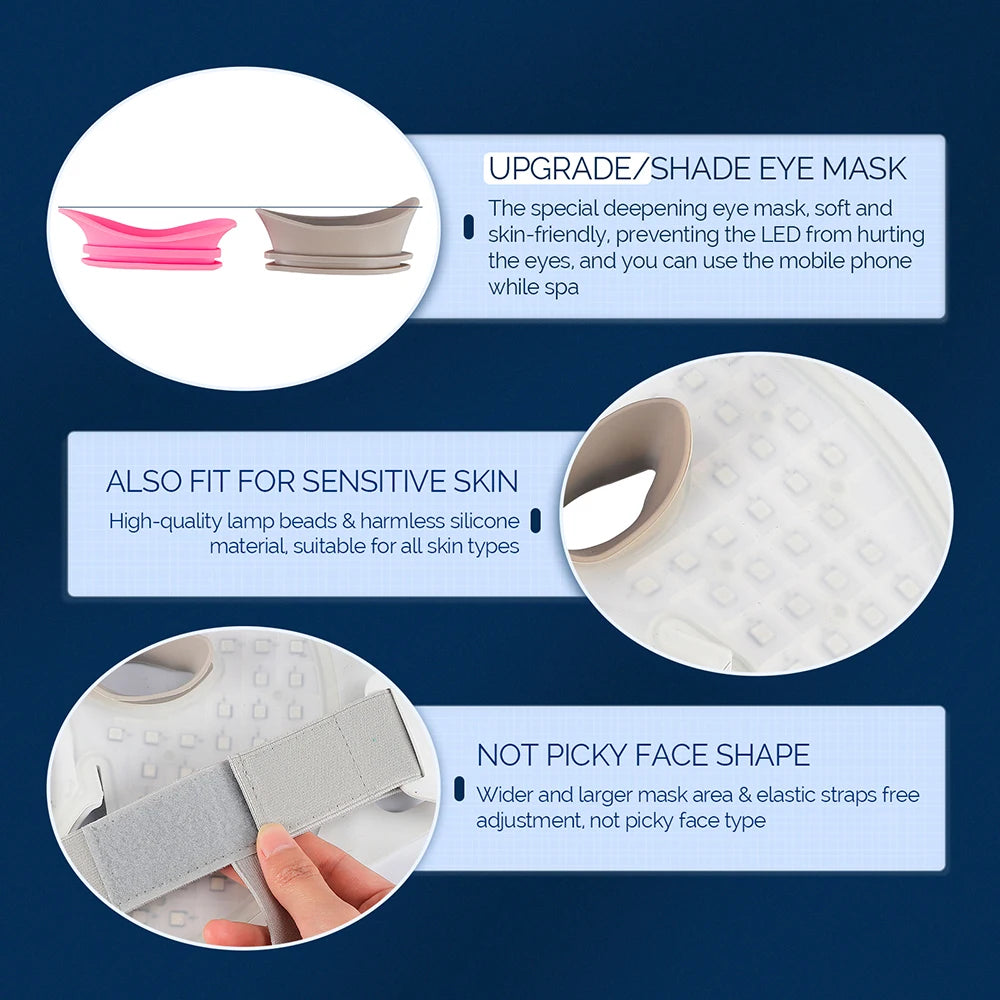 Foreverlily Face Neck Silicone LED Mask 7 Colors LED Light Photon Therapy 3D Flexible Facial Beauty Mask Skin Brighten Skin Care