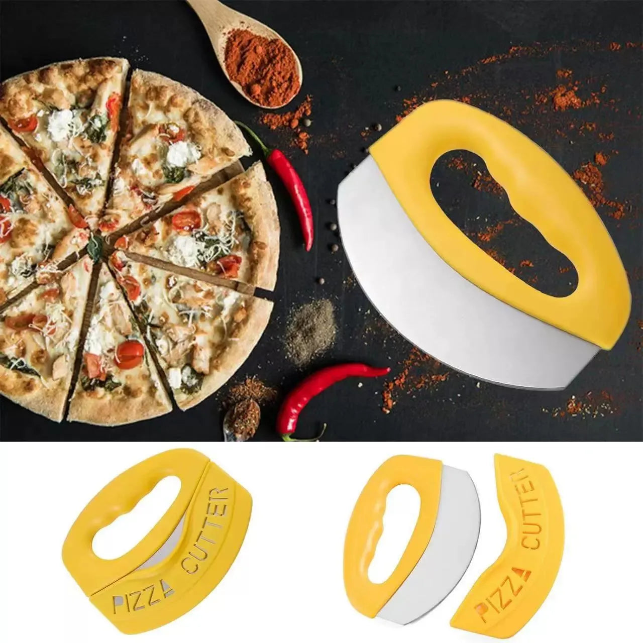 Stainless Steel Semi-Circle Pizza Cutter, Ideal for Pizzas & Pastries, Bakery Essential Tool, Multi-Functional Baking Tool
