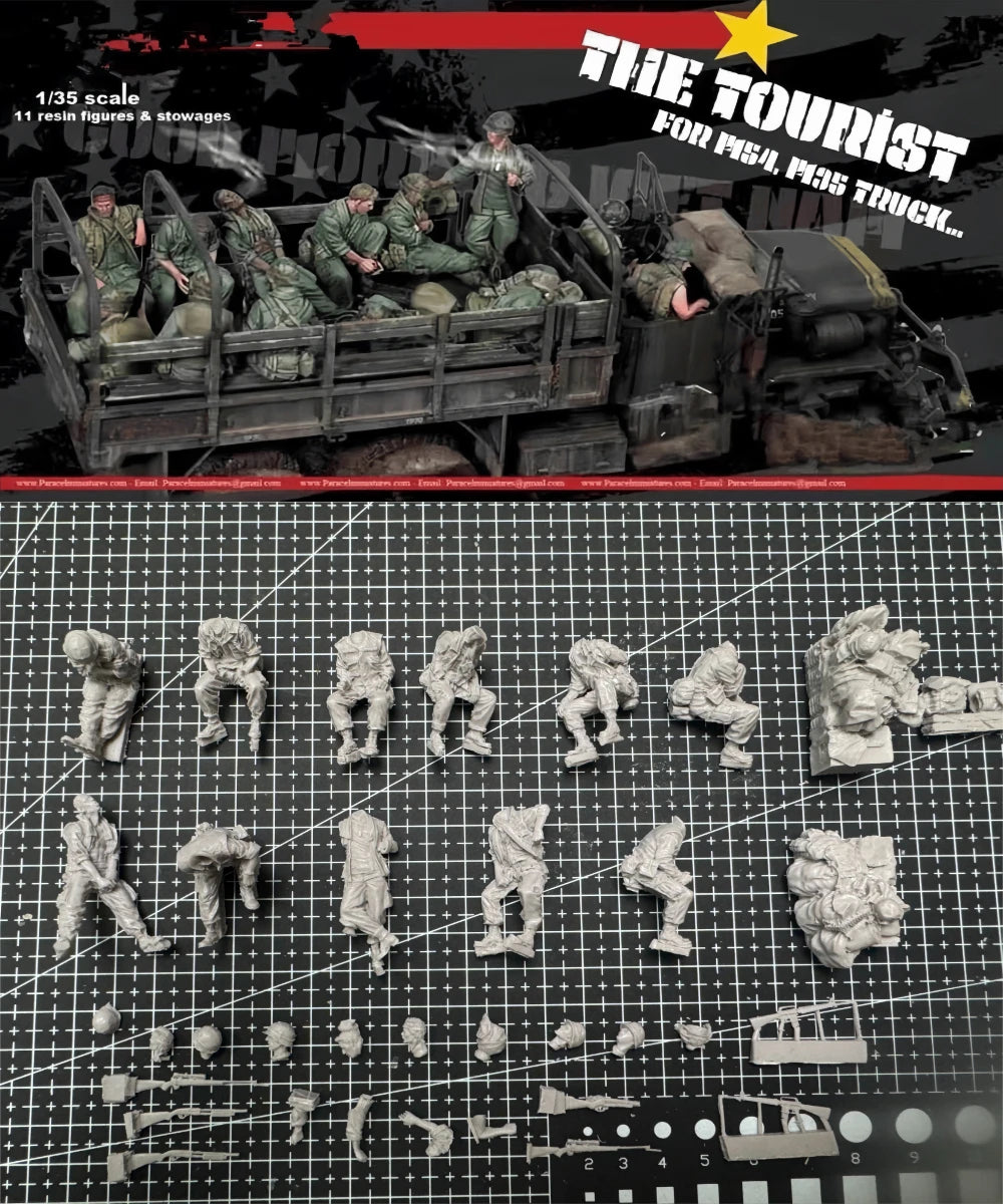 1/35 Cast Resin Model Assembly Kit, GK, Vehicle Soldier 11 Person Set, Unpainted Needs To Be Assembled