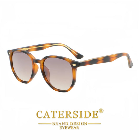 CATERSIDE Retro Men Sunglasses Premium Propionic Acid Round Sun Glasses Women Outdoor Beach Summer Essential Fashion Glasses