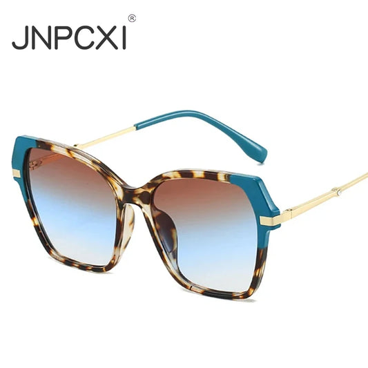 JNPCXI New Polygon Square Double Color Sunglasses Women Fashion Gradient Shades Men Eyeglass Frame