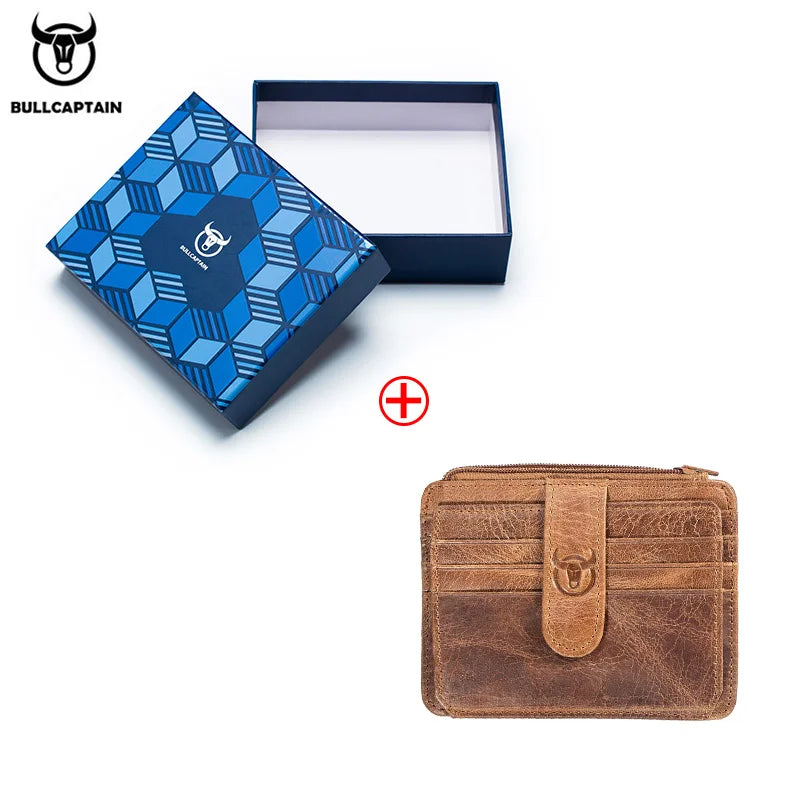 BULLCAPTAIN RFID Blocking Leather Wallet Credit Card ID Card Holder Wallet Money Case For Men And Women 2020 Fashion Retro Bag
