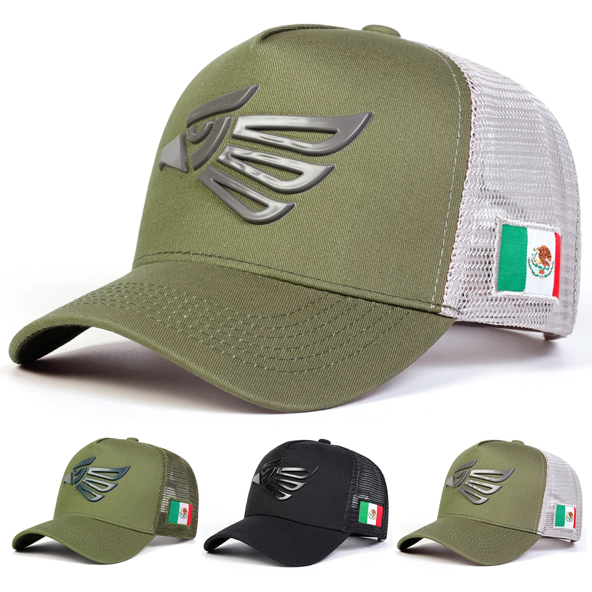 Unisex Mexican Eagle Label Baseball Net Caps Outdoor Adjustable Sunscreen Hat