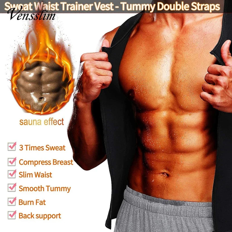 Body Slimming Men Waist Trainer Vest Sauna Compression Shapewear Fat Burner Top