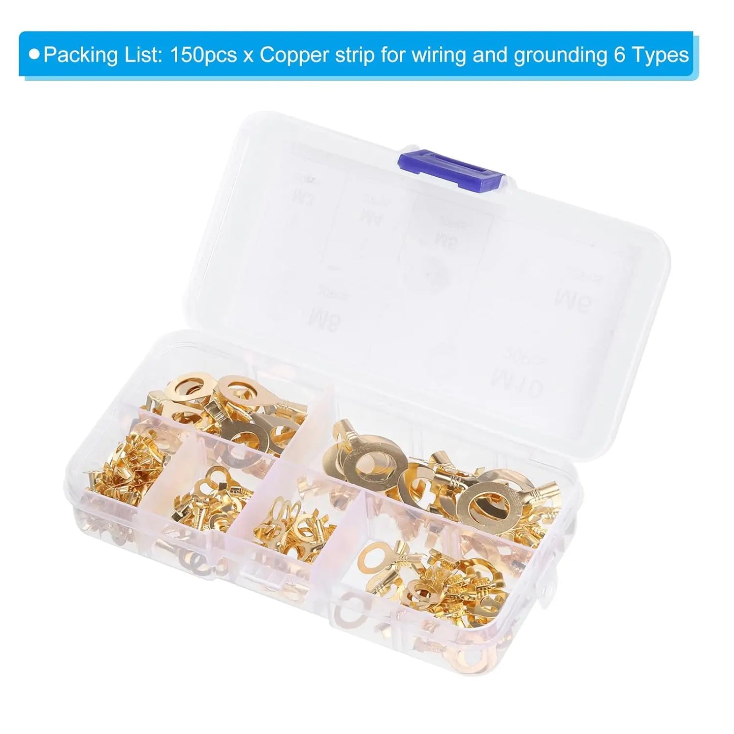 150pcs 8 Types Metal Wire Lugs Crimp Wire Connector Eyelets Cable Connection Clamp for Industrial Electric Battery