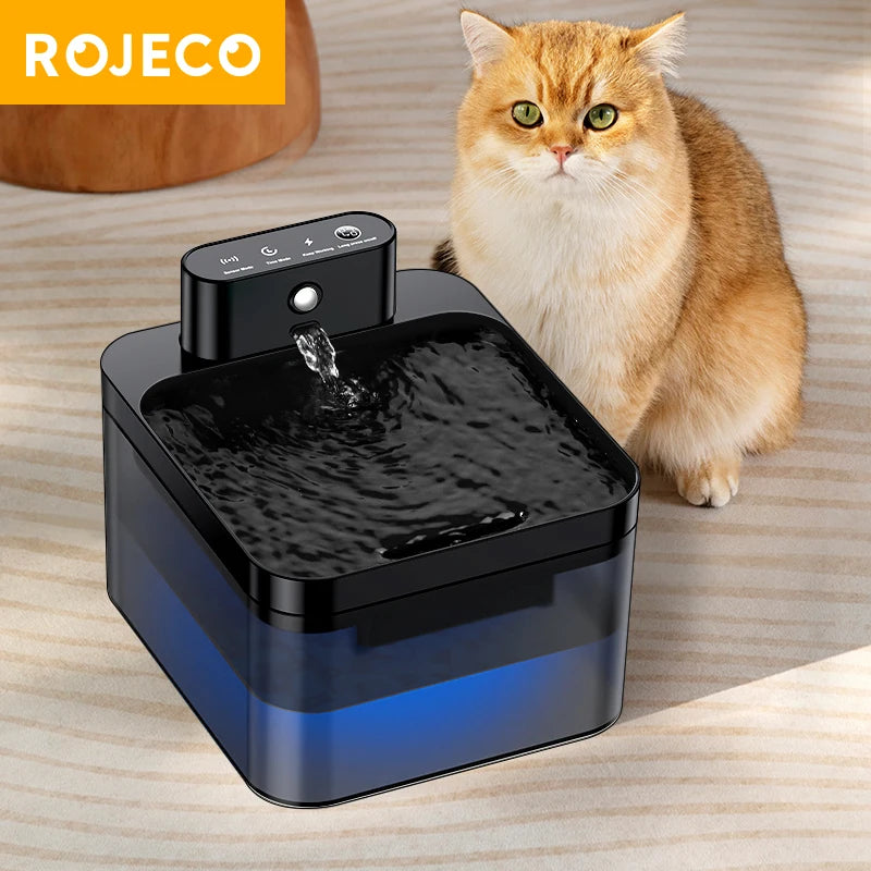 ROJECO Wireless Cat Water Fountain 2600mAh Pet Water Dispenser Infrared Sensor