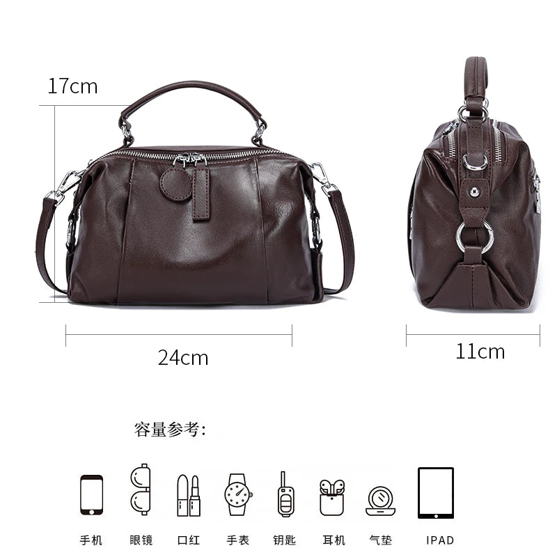 Women's Genuine Leather Handbag High Quality Bag Shoulder Bag Fashion Soft Cow Leather Handbag Lady Shoulder Bag Luxury New