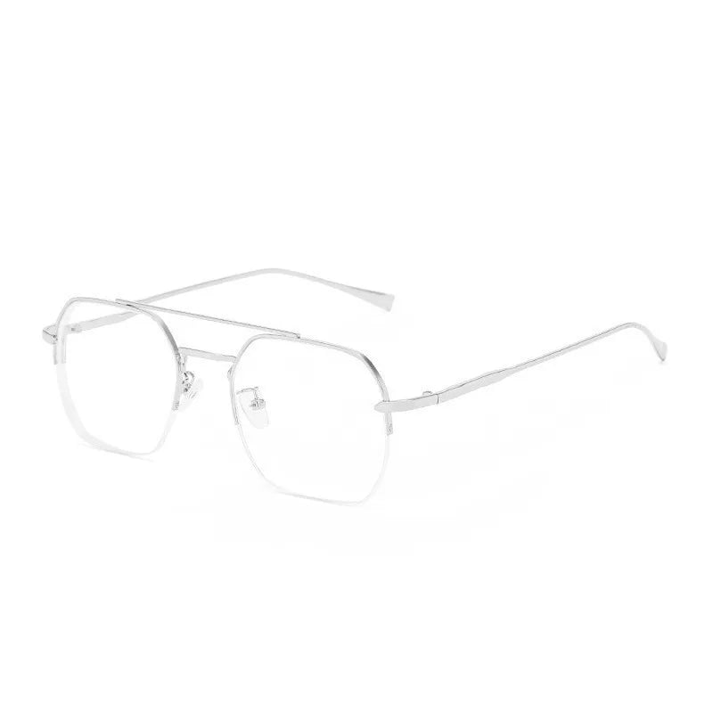 Photochromic Anti Radiation Half Frame Glasses for Women Men Transition Rectangle Eyeglasses Computer Anti Blue Eyewear