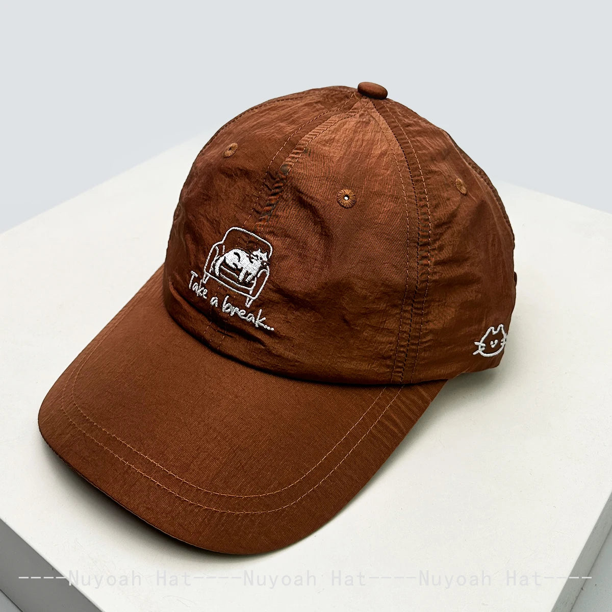 New Unisex Cartoon Embroidered Cat Letters Baseball Hats Sunshade Simple Breathable Quick Drying Peaked Caps Versatile Fashion