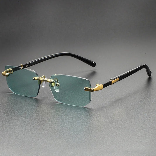 UV400 Protection Rimless Rectangle Sunglasses Y2K Eyewear Vintage Frameless Sun Glasses for Women Men