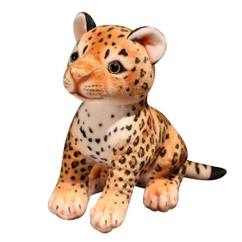 3 Postures Real Life Leopard Plush Toys Cute Simulation Cheetah Cub Models Stuffed Soft Animal Baby Doll Room Decor Cute Gift