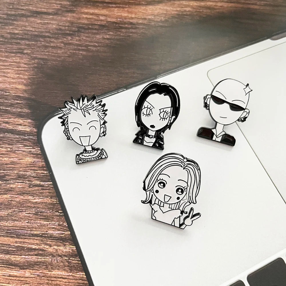4pcs Classic Japanese Anime Brooch Badges Oosaki Nana Komatsu Nana Terashima Nobuo Cartoon Character Jewelry for Clothes