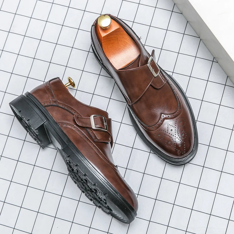 Platform Men's Dress Shoes Classic Wedding Casual Business Leather Shoes Men Formal Brogues Shoes For Men Office Leather Loafers