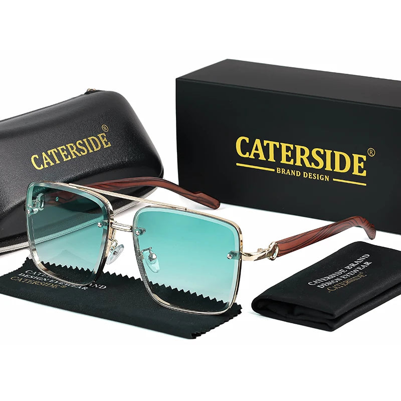 CATERSIDE New Retro Pilot Men's Prescription Sunglasses High Quality Metal Large Frame Women's Fashion Optical Sunglasses UV400