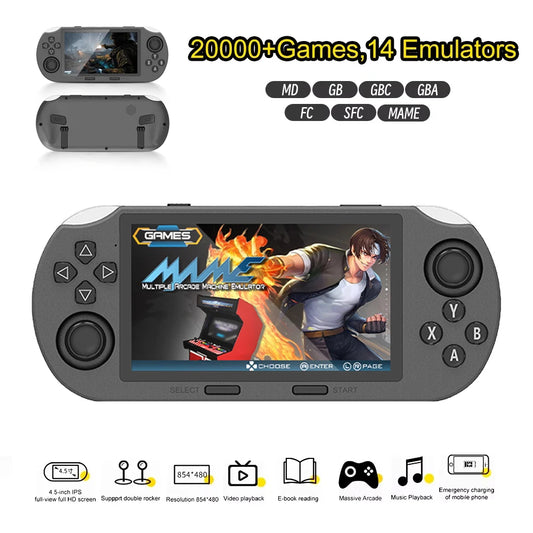 SF3000 Mini Handheld Game Console, 4.5" IPS Screen, 20000+ Retro Games PS1 and