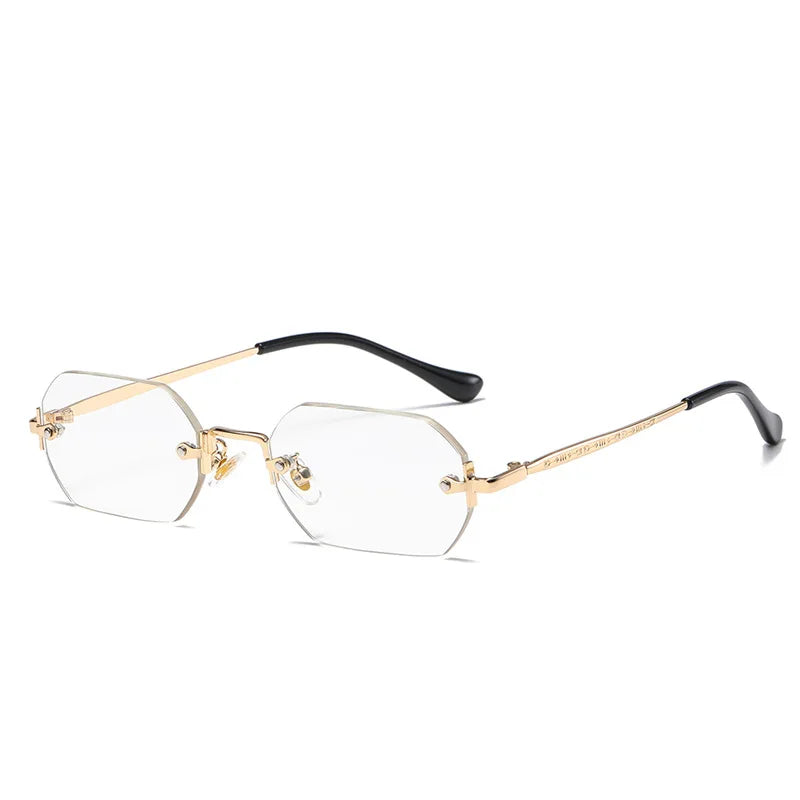 JNPCXI New Rectangle Rimless Sunglasses Retro Punk Gradient Shades UV400