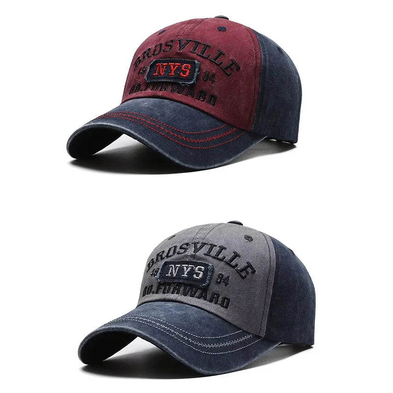 Four Seasons Town Men's Baseball Cap Casual Wash Embroidered Cap, Curved Sun Hat