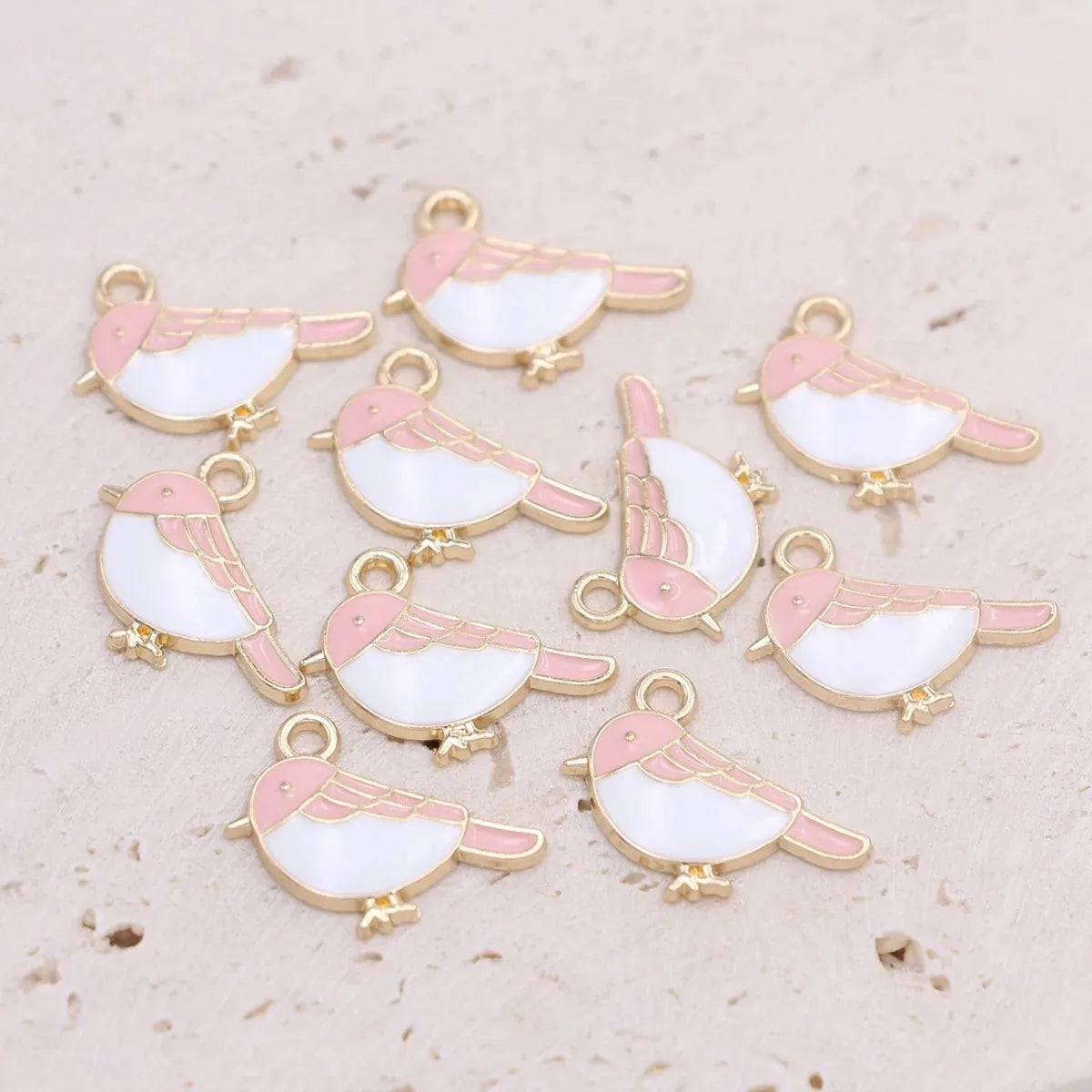 10Pcs Gold Color Enamel Blue Birds Charm Pendant Jewelry Making Earrings Bracelet Necklace Accessories DIY Craft