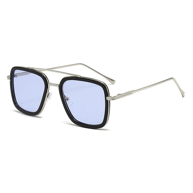 Explosive Double Beam Metal Sunglasses European and American Fashion Box Sunglasses Unisex Trendy Driving Sunshades