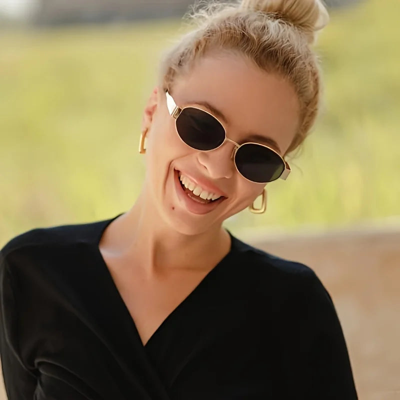 Oval Men's and Women's High-end Metal Glasses