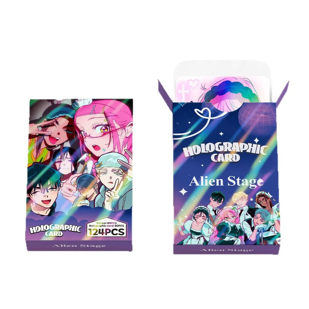 124pcs Alien Stage Holographic Laser Cards Stickers Set Collectible LOMO Cards for Fans Gifts including Luka Hyuna Ivan