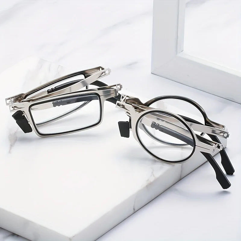 2 Pairs of Anti Blue Light Reading Glasses Anti Farsightedness Lightweight Stainless Steel, Portable Case