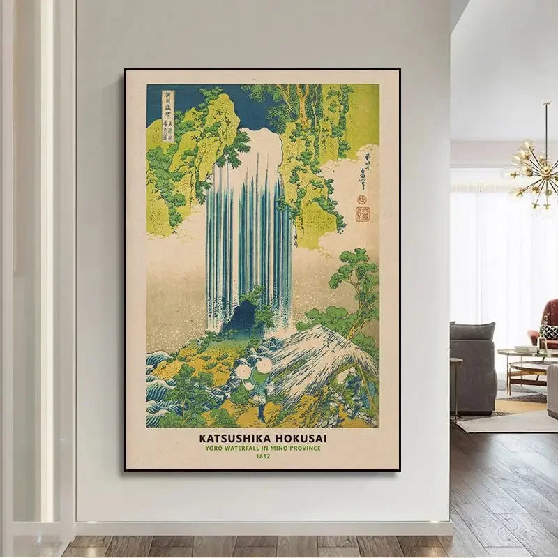 Hokusai Ohara Koson Waterfall Japanese Art Poster Guest Home Room Decor Wall