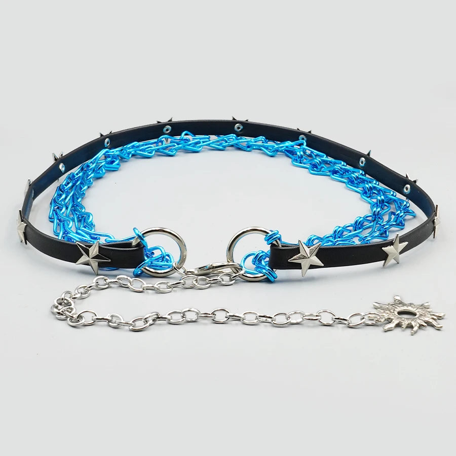 Western Cowgirl Style Pu Belt with Metal Rings - Y2K Retro Rivet Chain Waistband for Dresses & Holiday Dates