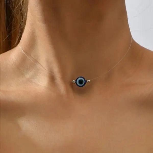 Blue Zircon Lucky Evil Eye Pendant Necklace for Women Fatima Hand Turkish Eye Clavicle Chains Female Choker Wedding Jewelry Gift